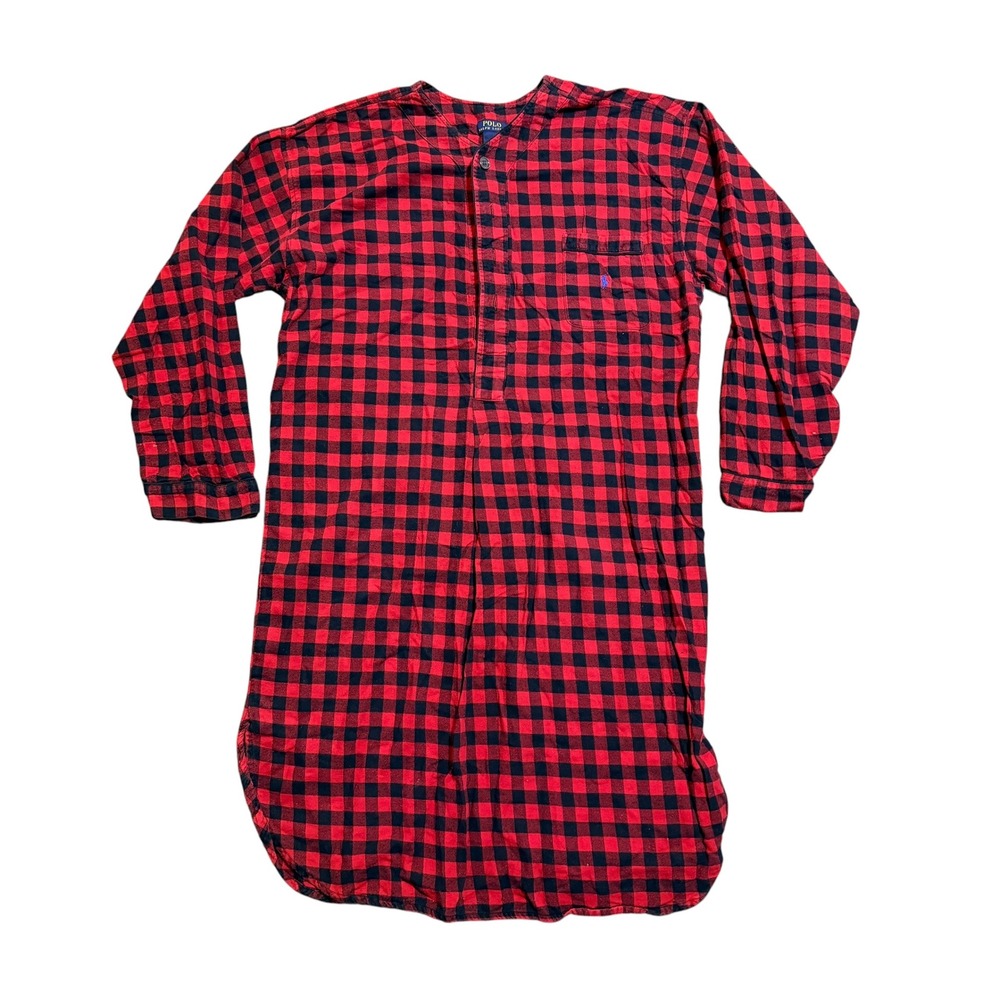 Polo Ralph Lauren Mens XL Red Black Buffalo Plaid Flannel Nightshirt Sleepwear